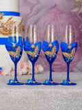 Royal blue with gold butterfly quinceanera bottle