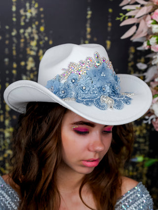 Dusty Blue Silver Teddy Bear for Quinceanera