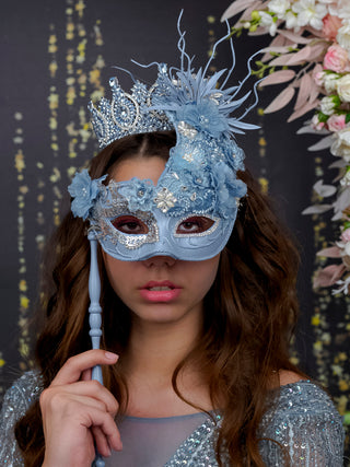 Dusty Blue Quinceanera masquerade mask