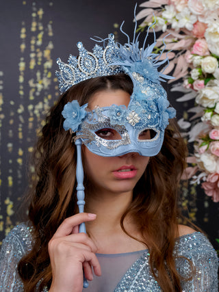 Dusty Blue Quinceanera masquerade mask