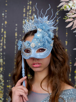 Dusty Blue Quinceanera masquerade mask