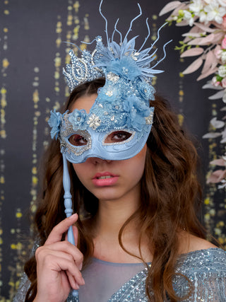 Dusty Blue Quinceanera masquerade mask