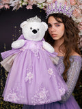 Lilac with Flowers Teddy Bear for Quinceanera