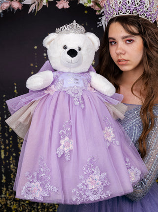Lilac with Flowers Teddy Bear for Quinceanera