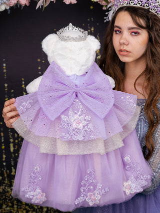 Lilac with Flowers Teddy Bear for Quinceanera