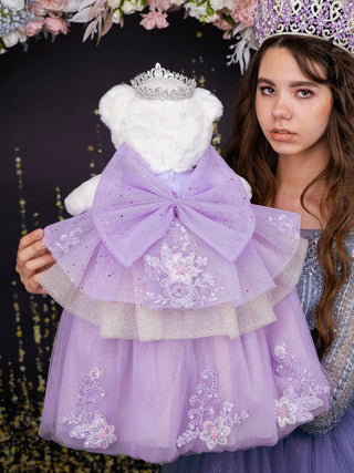 Lilac with Flowers Teddy Bear for Quinceanera