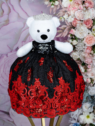 Black with Red teddy bear for Quinceanera