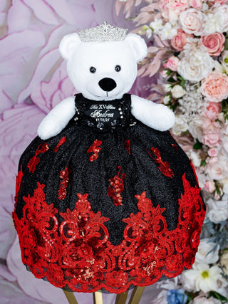 Black with Red teddy bear for Quinceanera