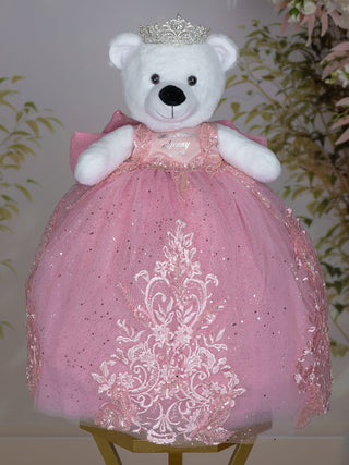 Dusty Pink Teddy Bear for Quinceanera