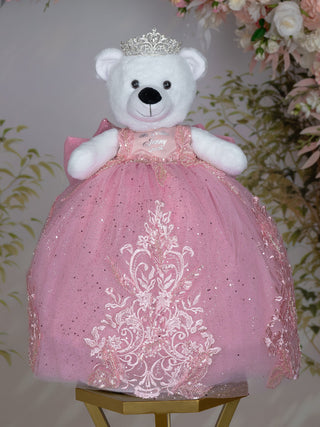 Dusty Pink Teddy Bear for Quinceanera