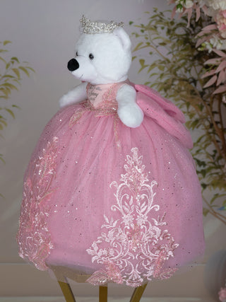 Dusty Pink Teddy Bear for Quinceanera