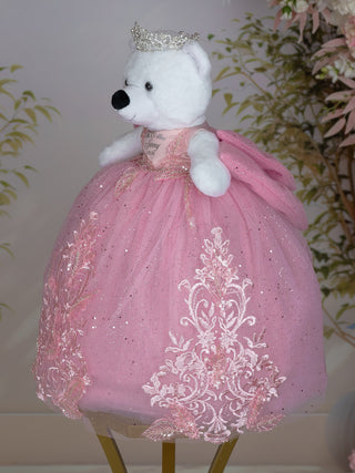 Dusty Pink Teddy Bear for Quinceanera