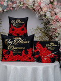 Black with Red Quinceanera theme package of pillows set and guest book