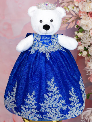 Personalized Royal Blue with Silver Teddy Bear Personalized Royal Blue with Silver Teddy Bear