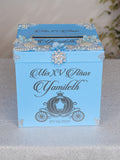 Light Blue Cinderella Quinceanera theme Bible with Rosary (in english)