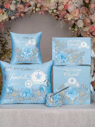 Light Blue Cinderella quinceanera cake knife and server