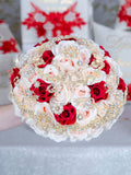 Champagne Red Quinceanera Bouquet 9 inches