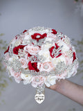 Blush White Red Quinceanera bouquet 9 inches