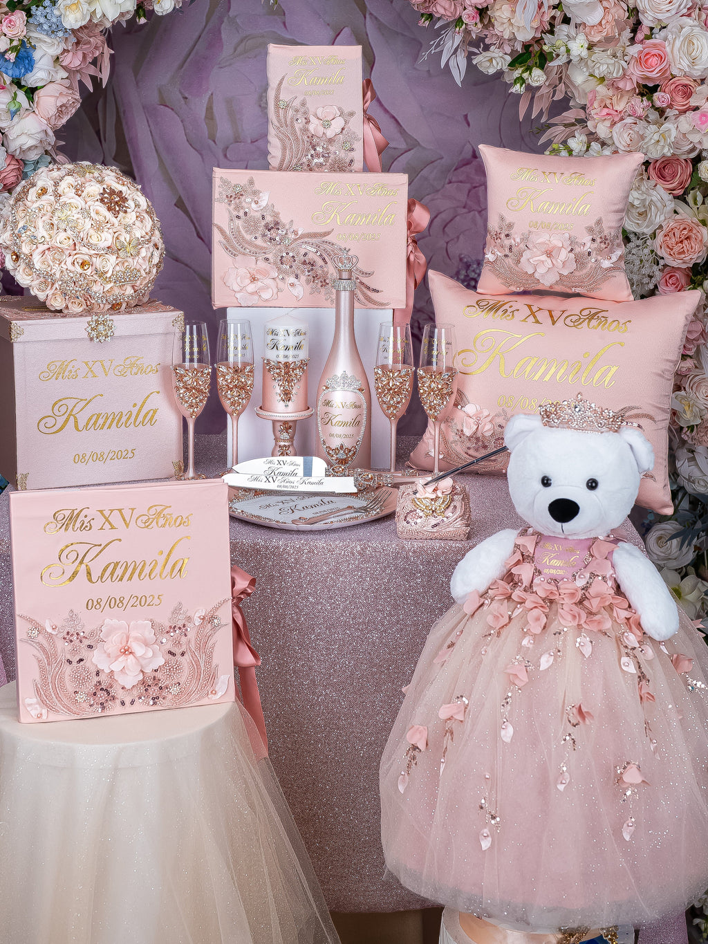 Rose Gold Quinceanera Mega Package All-in-One Set / quinceanera-decor Rose Gold Quinceanera Mega Package All-in-One Set / quinceanera-decor
