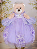 Lilac Silver with Bow Brown Teddy Bear for Quinceanera