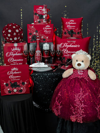 Burgundy Black with silver Quinceanera mega package