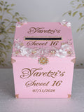 Light Pink and Gold quinceanera money card box