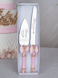 Light Pink Gold with Bow quinceanera cake knife and server