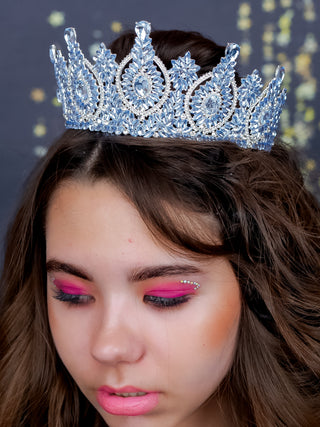 Dusty Blue with silver Quinceanera Crown