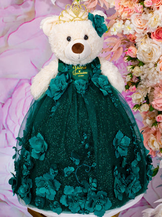 Green Quinceanera pillows set and teddy bear