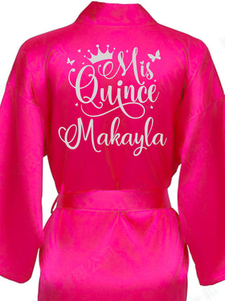 Fuchsia with Silver robe for quinceanera