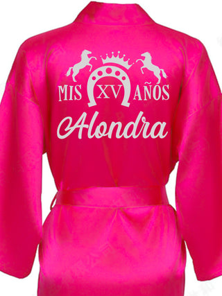 Fuchsia with Silver robe for quinceanera