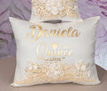 Gold quinceanera kneeling pillow, shoes pillow