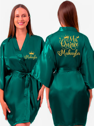 Green with Gold robe for quinceanera