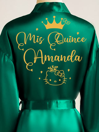 Green with Gold robe for quinceanera