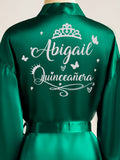 Green with Silver robe for quinceanera