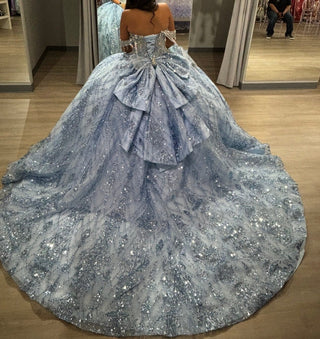 Custom order for Leanna Campos Dusty Blue + Silver Winter Wonderland Teddy Bear with Matching Dress