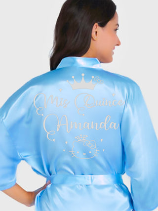 Light blue with Silver robe for quinceanera