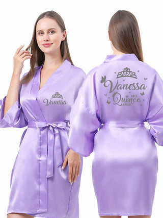 Lilac with Silver robe for quinceanera