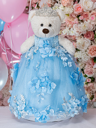 Light blue ultima muñeca quinceanera teddy bear