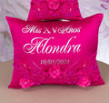 Magenta quinceanera kneeling pillow, shoes pillow