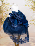 Navy Blue Ruffle Train Dress Teddy Bear for Quinceañera
