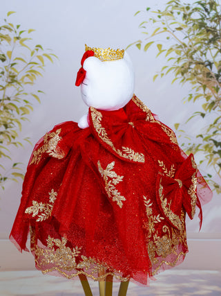 Dark red with Gold Kitty for Quinceanera