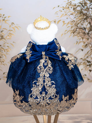 Navy Blue Gold Princess Quinceanera Teddy Bear
