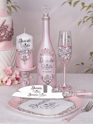 Light Pink brindis package with bottle and candle
