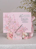 Baby pink silver quinceanera guest book with pen