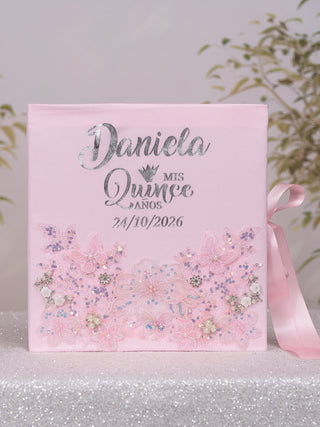 Baby pink silver album de fotos para Quinceanera
