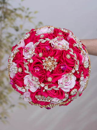 Fuchsia with Pink Quinceanera Bouquet 9 inches