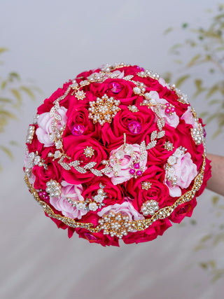 Fuchsia with Pink Quinceanera Bouquet 9 inches
