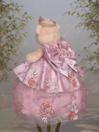 Sparkly Dusty Rose Brown Teddy Bear for Quinceanera