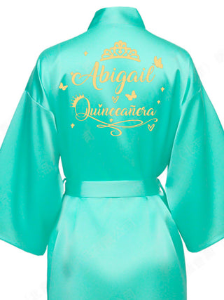 Mint with Gold robe for quinceanera